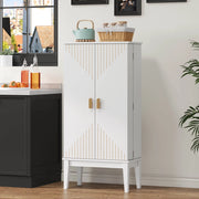 Armadio contenitore vintage e moderno 120x59x30 cm, con 2 ante, 5 ripiani e struttura in MDF bianco
