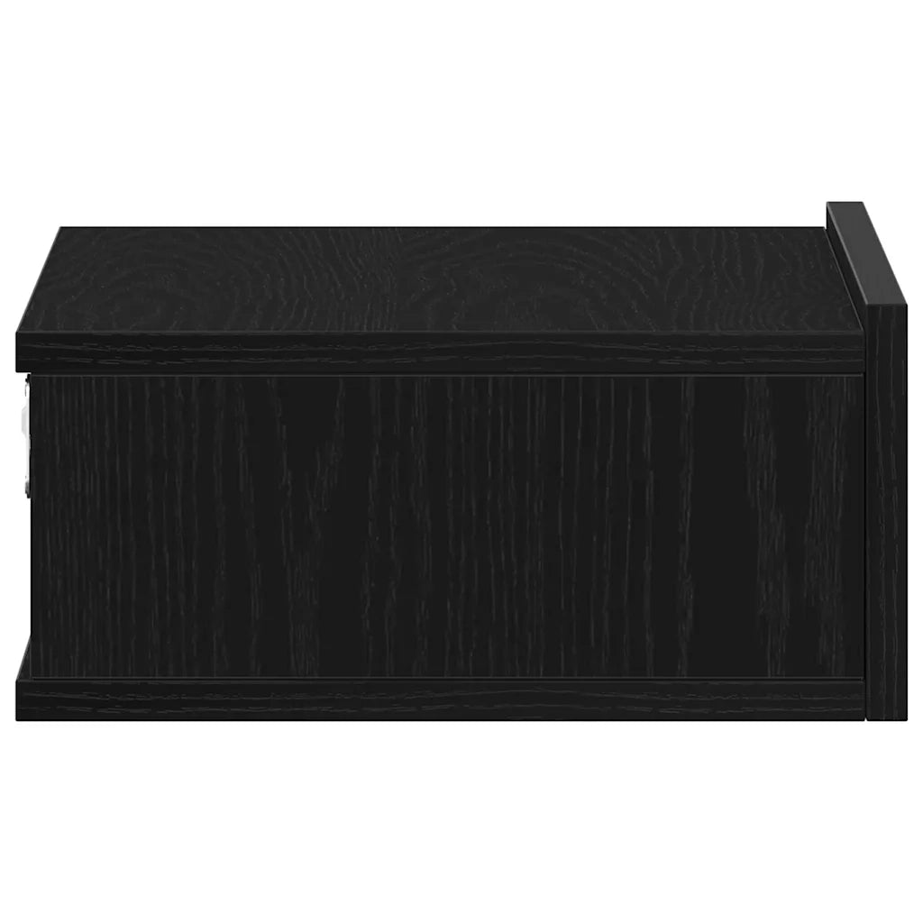 Comodino | Armadio da Notte | Mobiletto da notte sospeso Rovere Nero 40x32x15 cm in Legno ingegnerizzato