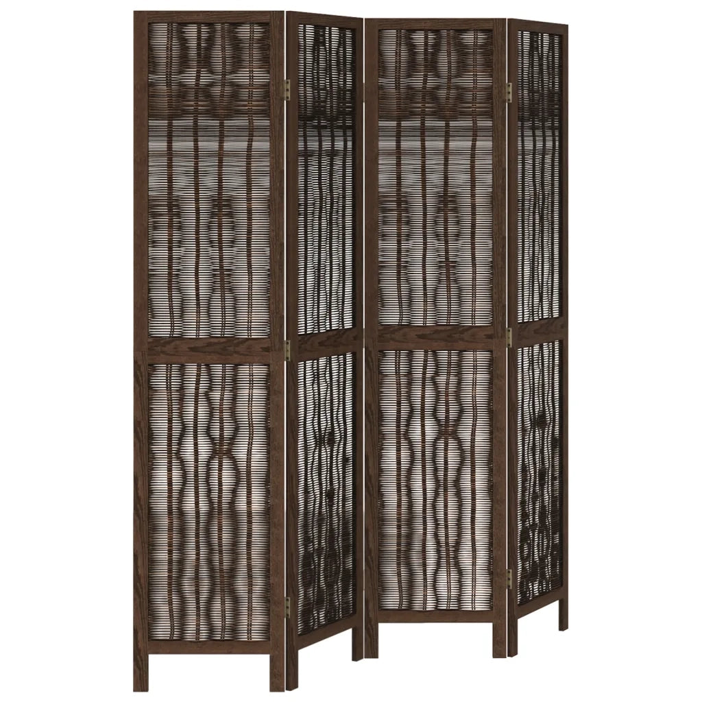 Divisorio Ambienti | Divider per stanze | Paravento 4 Pannelli Marrone Scuro Massello Paulownia