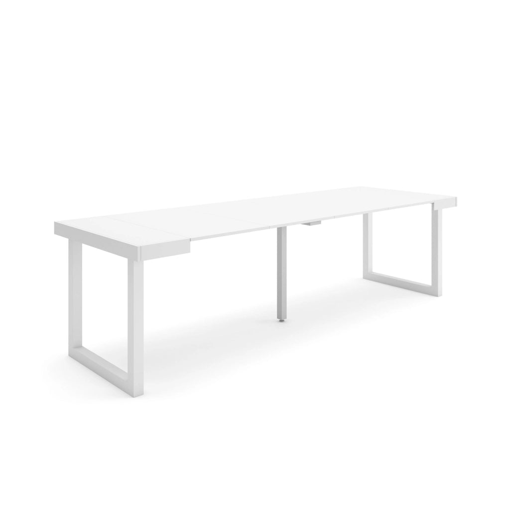 Consolle allungabile, 262x90x73cm, Per 12 persone, Gambe in legno, Bianco RF2985