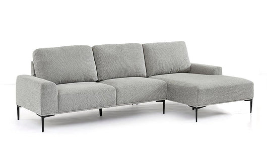 Divano 3 Posti con Penisola 260x78/135x83 cm  in Fibra di Polipropilene Washington Grigio Chiaro