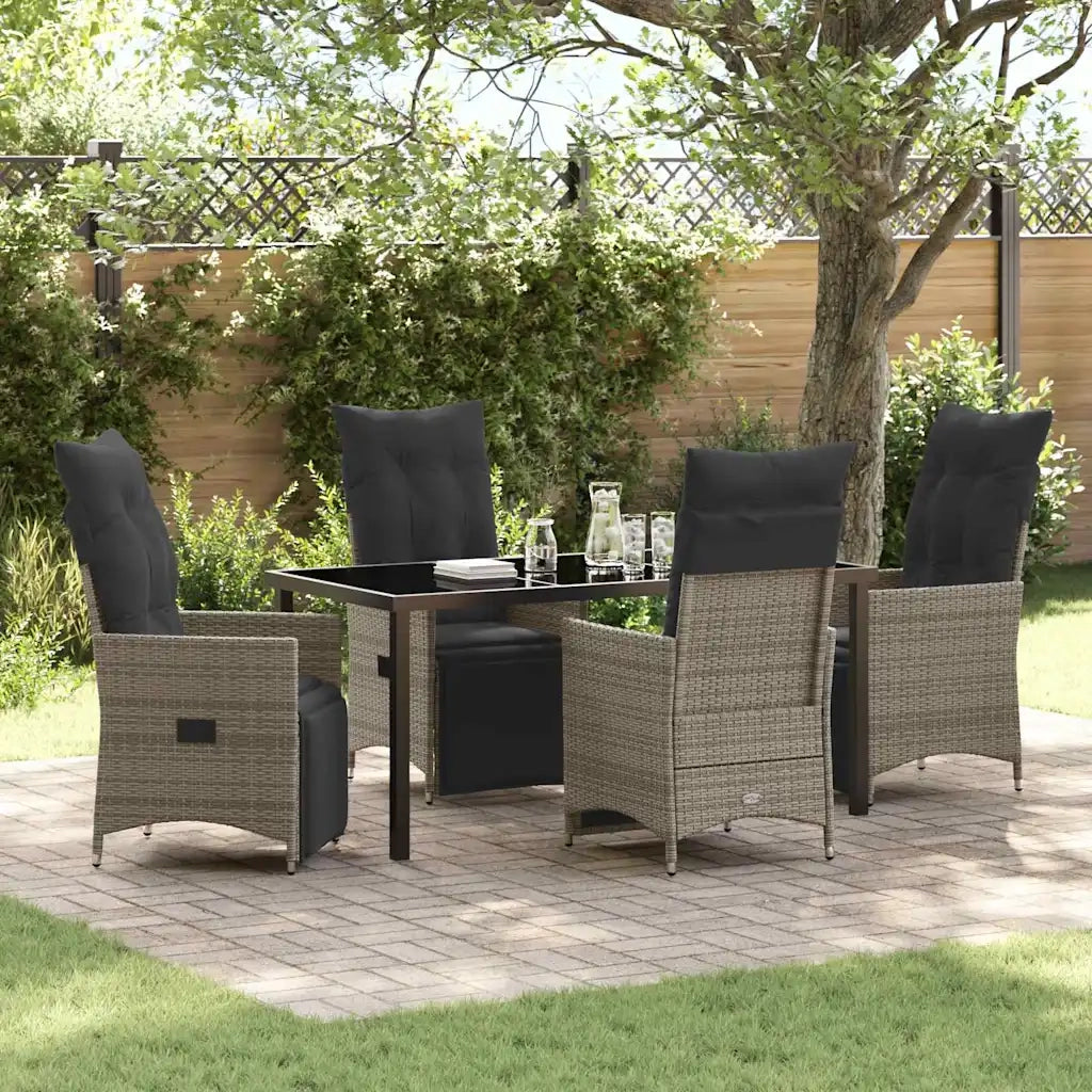 Set da Pranzo per Giardino con cuscino 5 pcs Grigio polyrattan 3379579