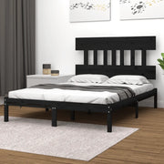 Giroletto-Struttura Letto Nero in Legno Massello 140x190 cm 928916