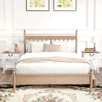 Comodino con Cassetto e Ripiano Aperto in Stile Francese in Legno, 45x35x55 cm, Bianco e Rovere