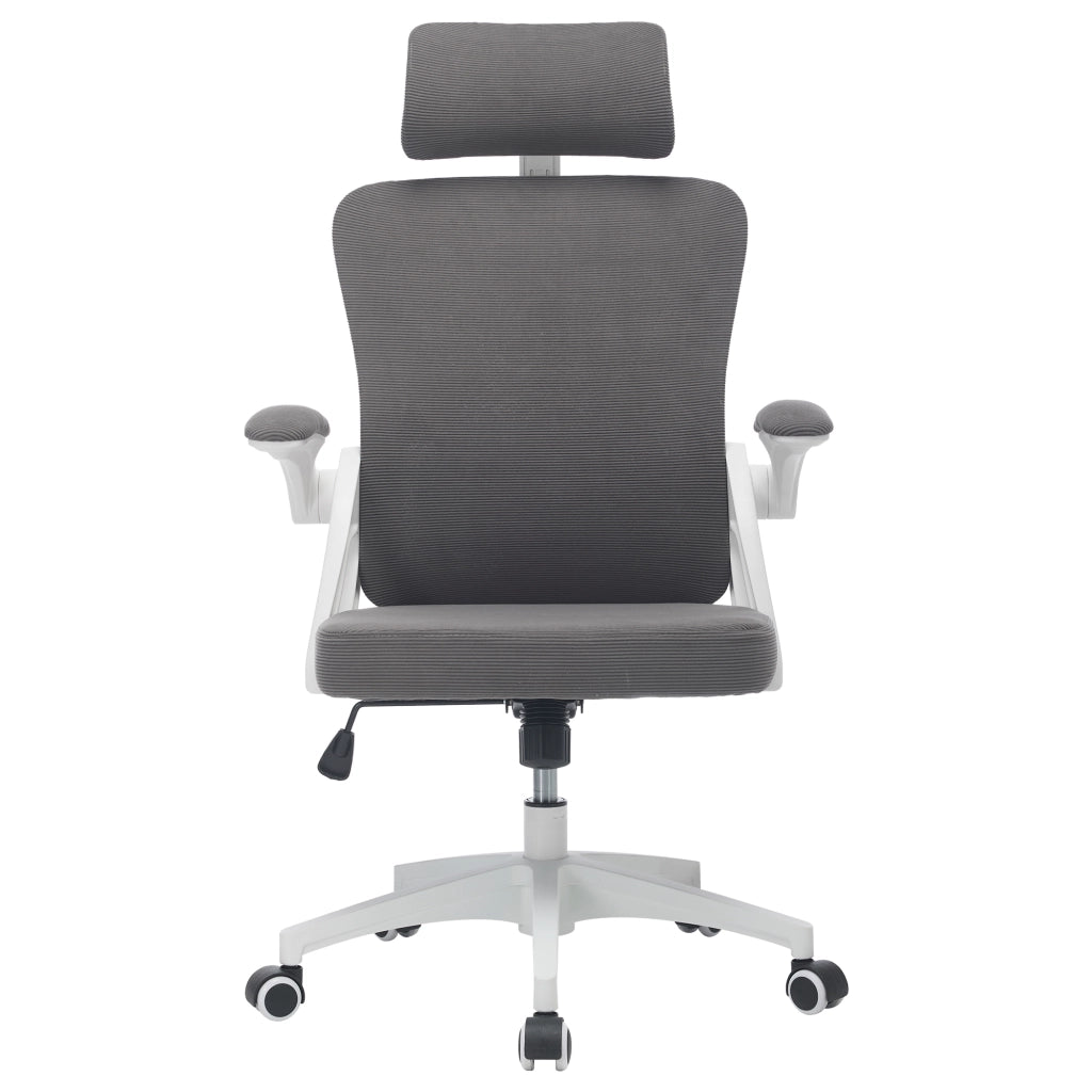 Sedia da ufficio ergonomica in rete con supporto lombare regolabile e poggiatesta, colore grigio