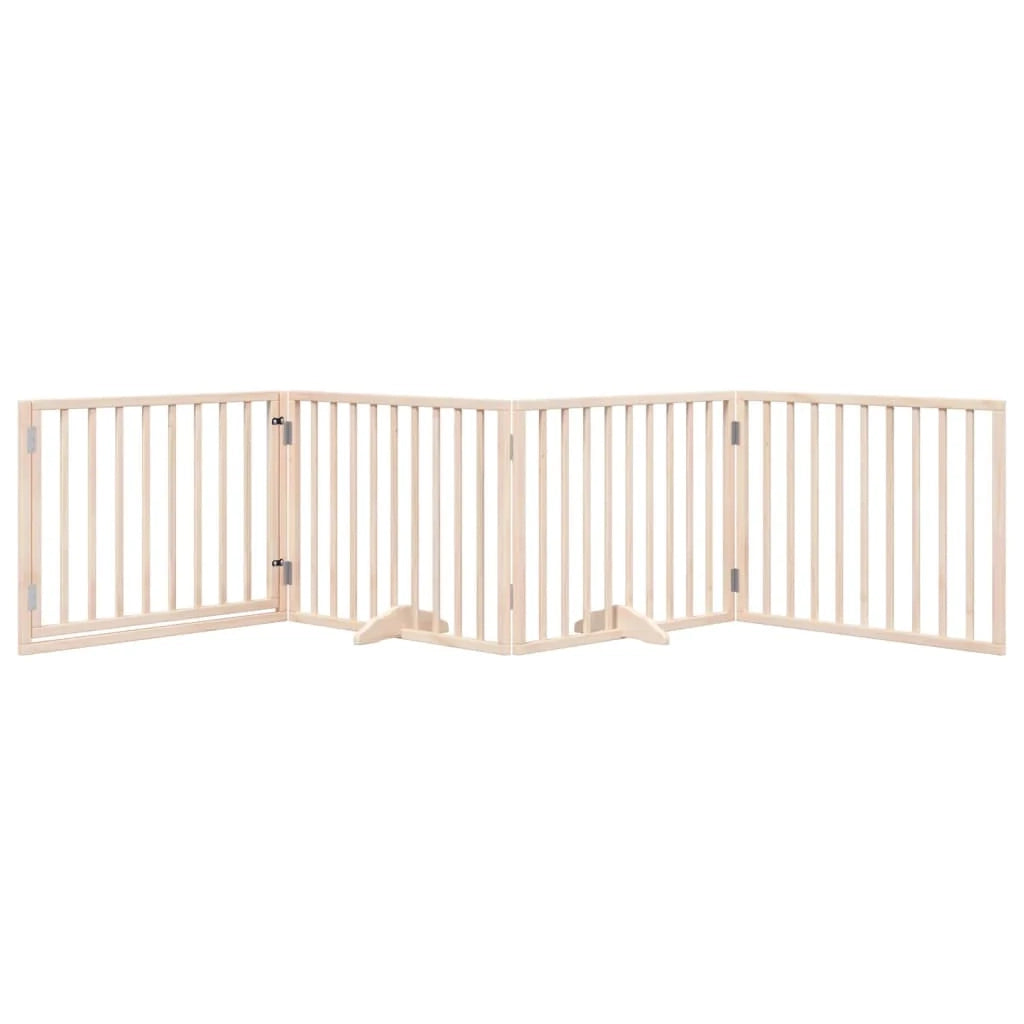 Cancelletto di sicurezza per cani con porta in legno di pioppo marrone a 4 pannelli 02_0023303