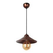 Lampada a Sospensione 'Aberaeron' Lampada Pendente con Paralume a Cono Piatto color Rame con Patina Nera - lux.pro