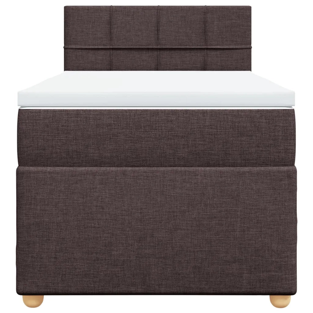 Letto singolo | Letto per adulti | Giroletto a Molle con Materasso Marrone Scuro 80x200 cm Tessuto