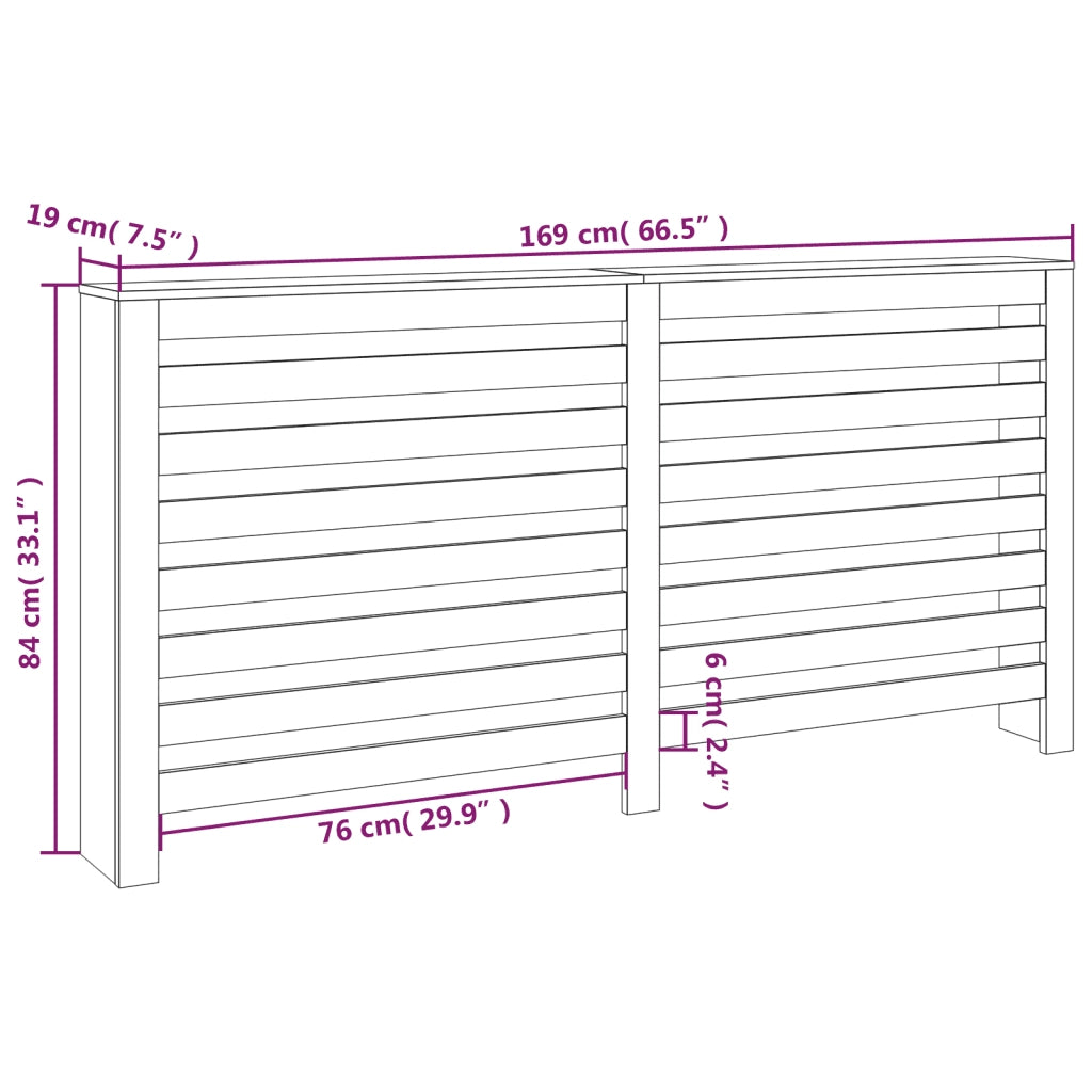 Copertura Termosifone Bianca 169x19x84 cm Legno Massello Pino 822607