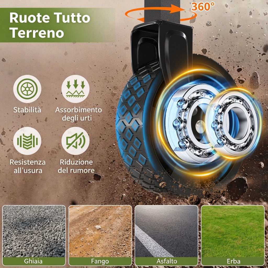 Carrello da Giardino Pieghevole Heavy Duty 220L 172kg Blu