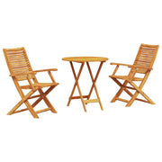 Set Bistro Pieghevole 3 pz | Set Salotto da Giardino Marrone Legno di Acacia Massello