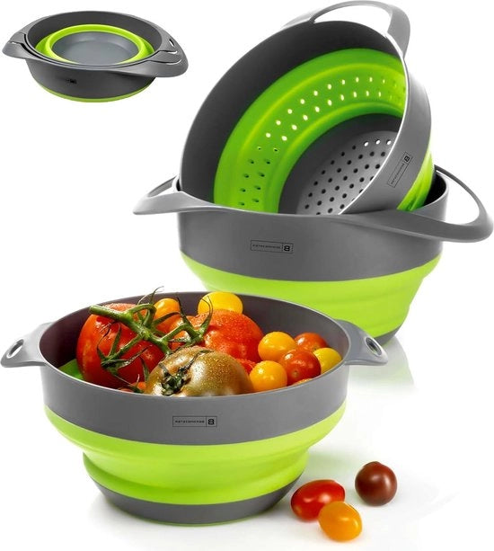 Set di cottura pieghevole con collettore e contenitore - multifunzionale e lavastoviglie resistente - 17L/28 litri - per campeggio e uso domestico