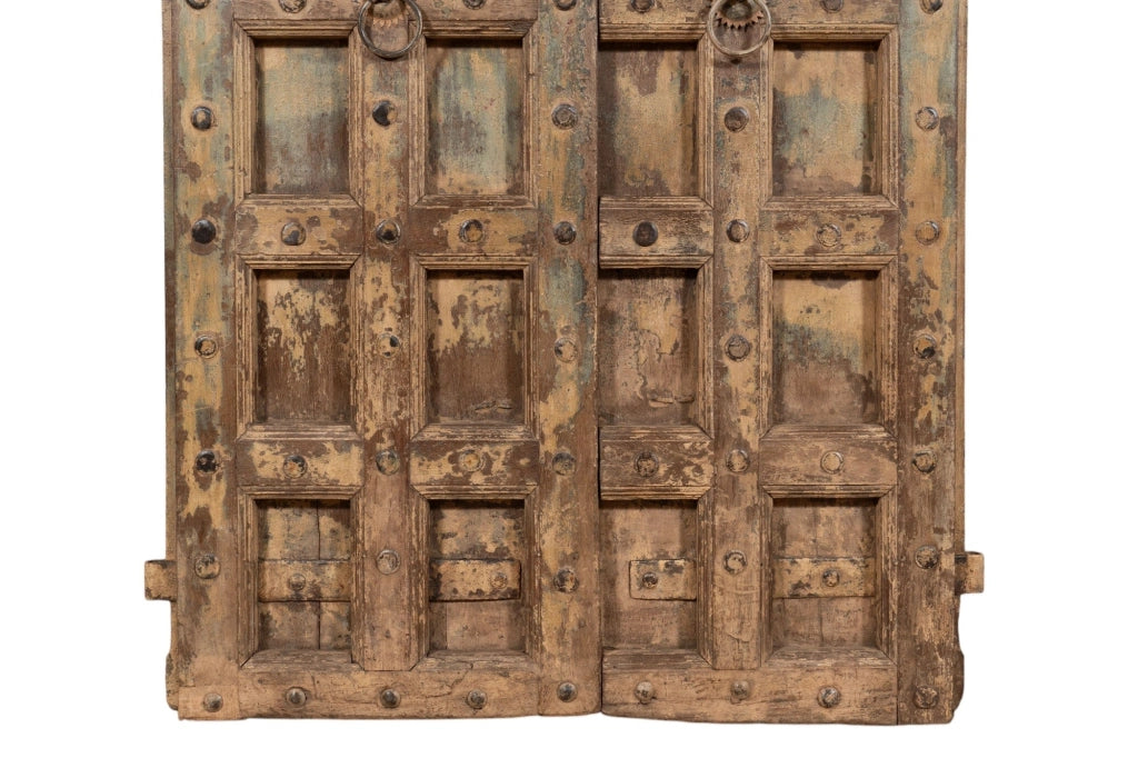 Biscottini Porta portone in legno massello e ferro da interno o da esterno vecchia e antica medievale