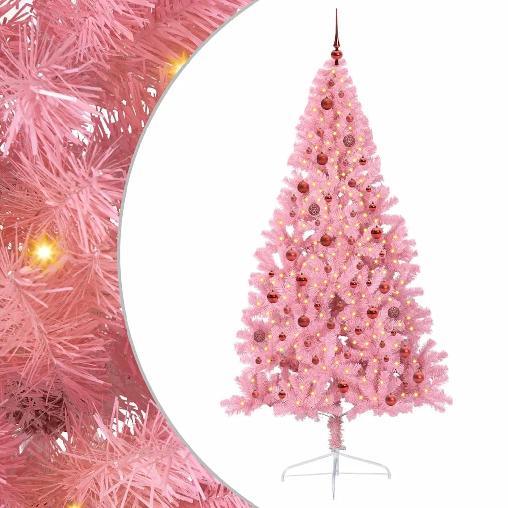 Albero di Natale artificiale con luci integrate Rosa 210 cm PVC 3397089