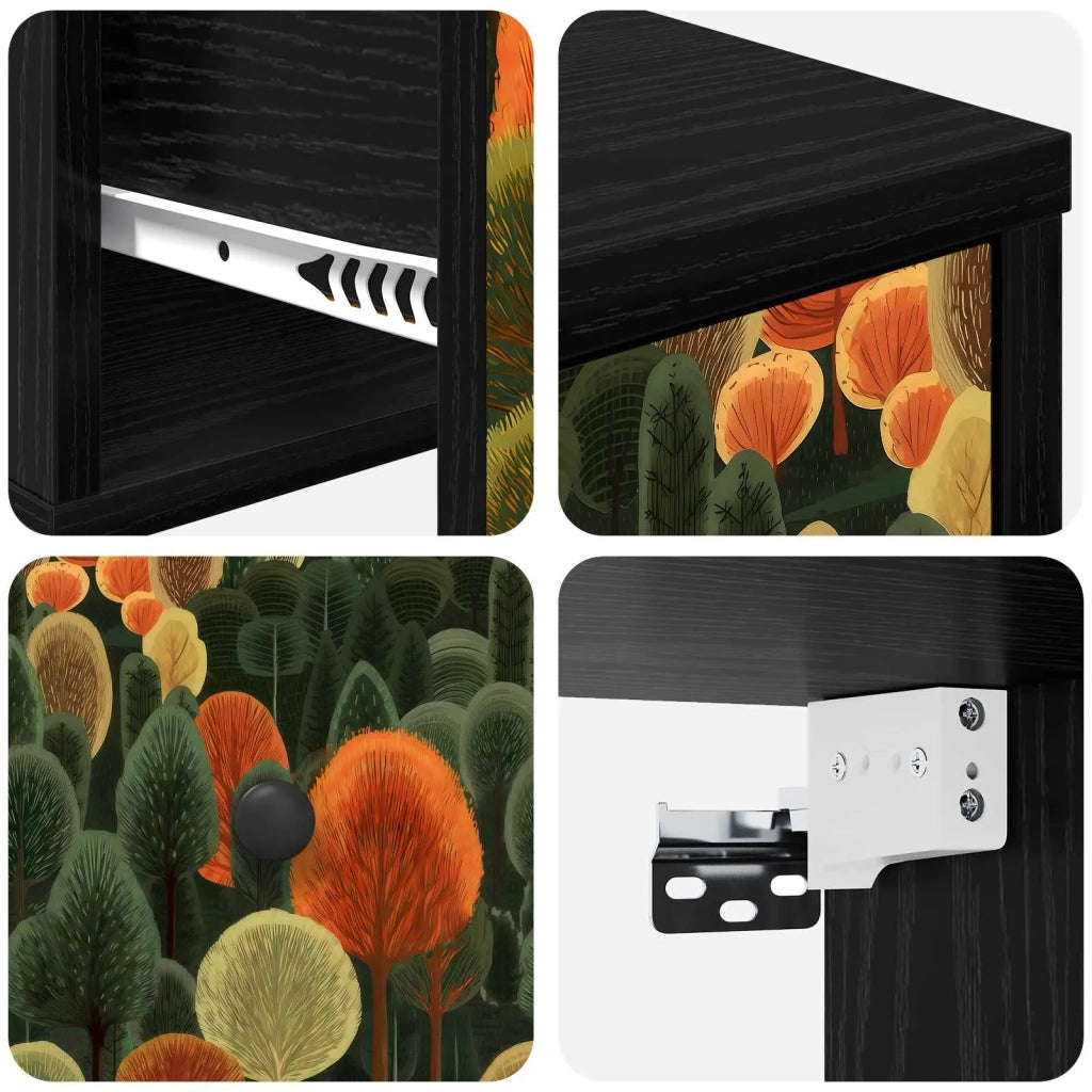 Mobiletto da comodino a parete ZAANDAM 2 pz Rovere Nero 8007476