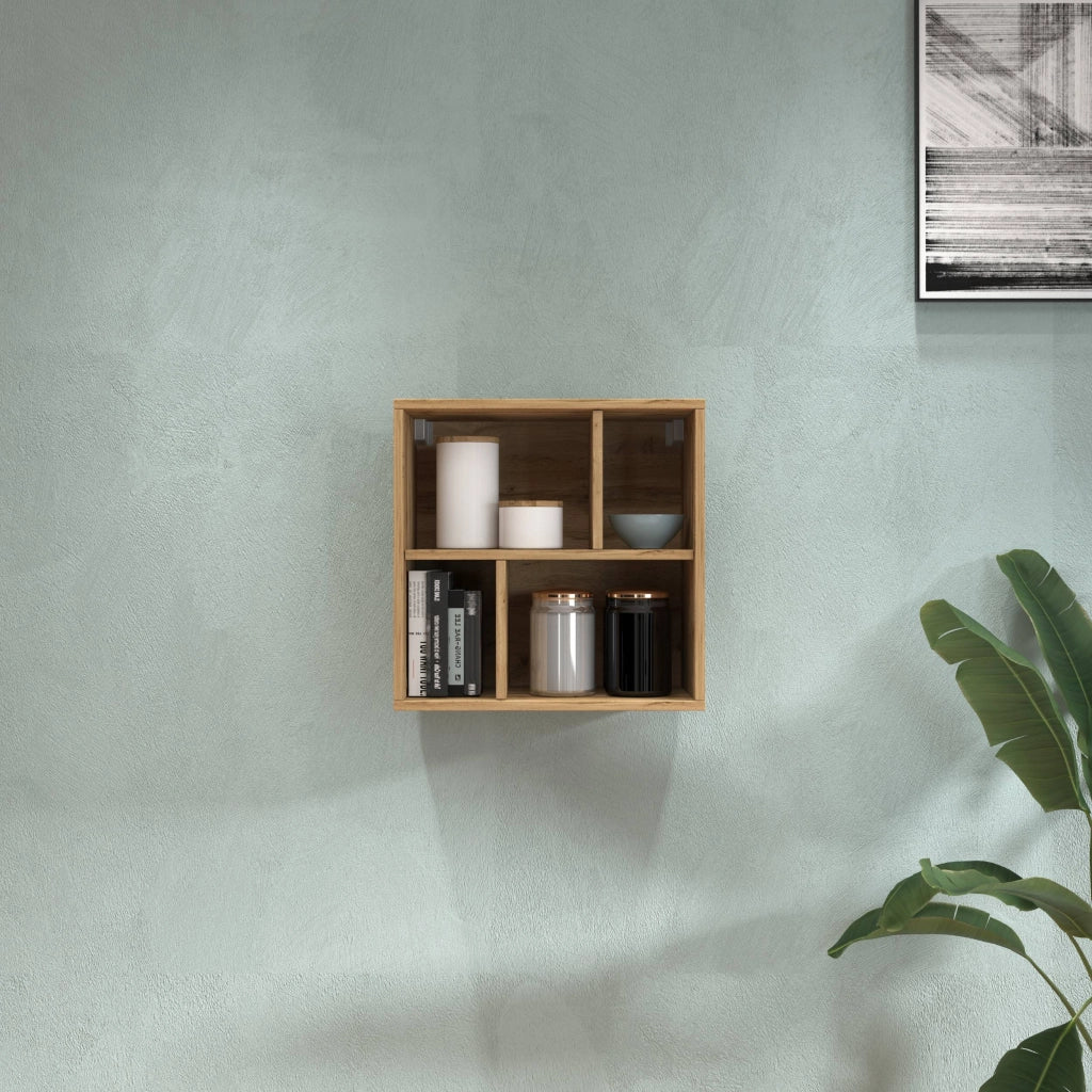 WHOUS Pensile a giorno Chronos con 4 vani rovere 50x35x50 cm
