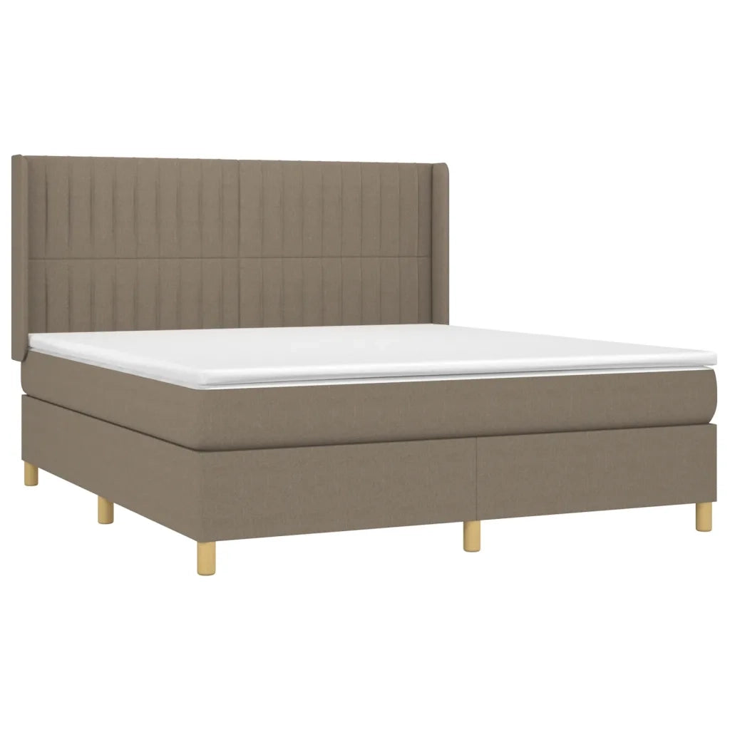 Letto a Molle con Materasso e LED Tortora 160x200 cm in Tessuto 3139049