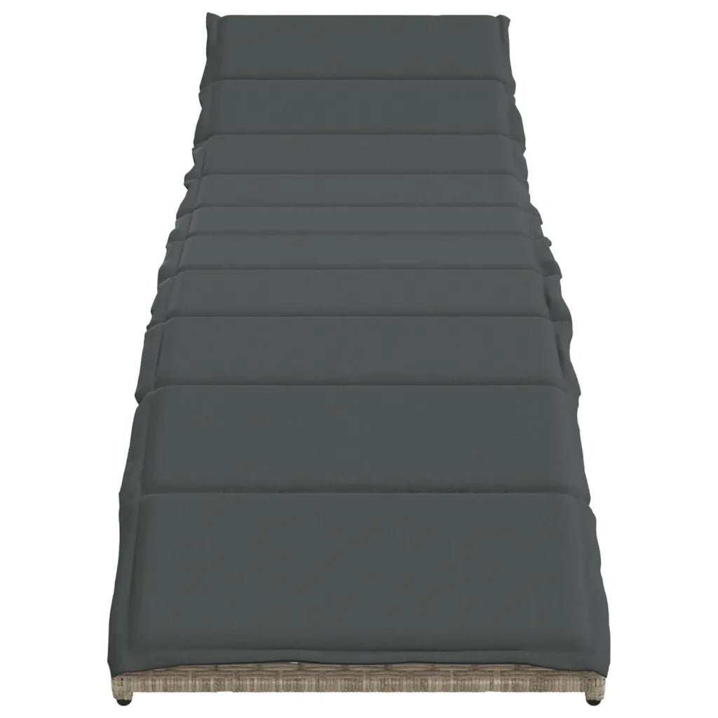 Lettino Prendisole con Cuscino Grigio 55x199x50cm in Polyrattan 368250