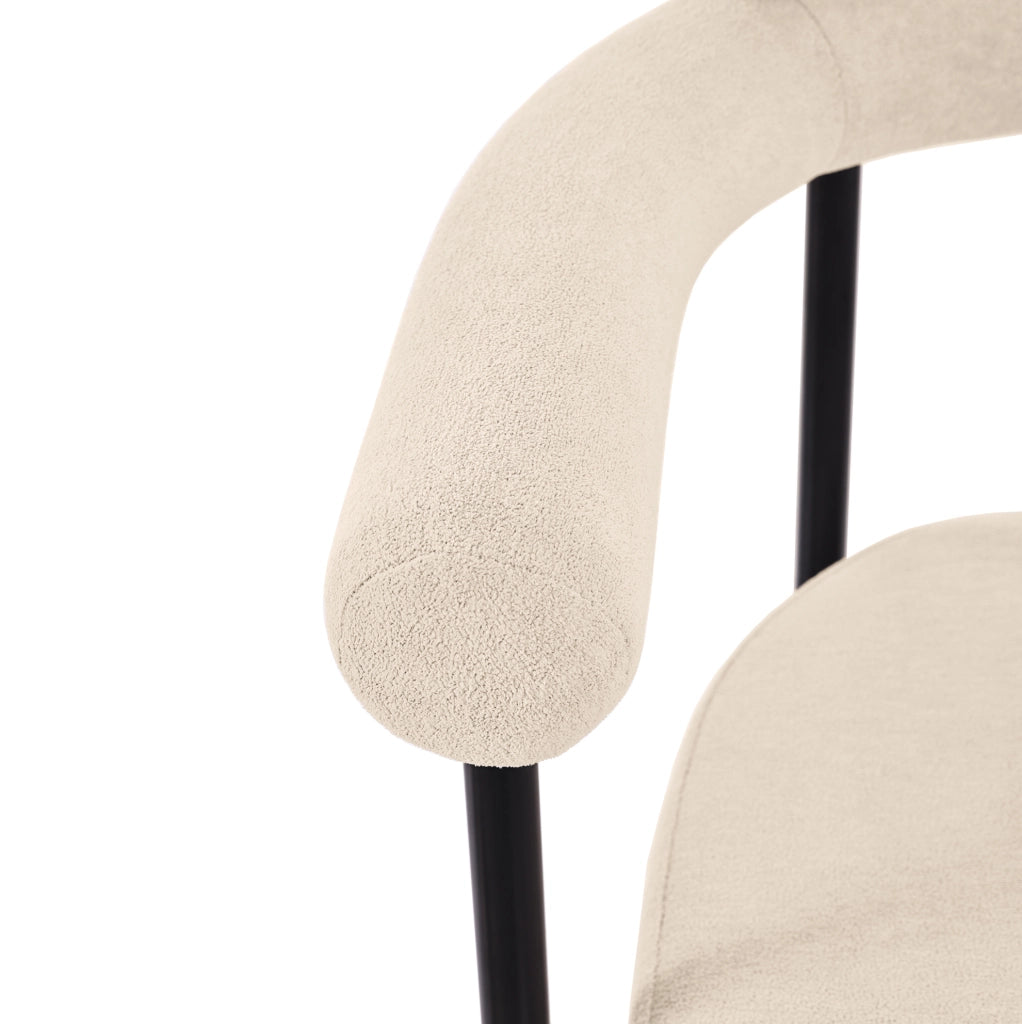 Sedia imbottita 70x62x84 cm ergonomica in velluto scamosciato e ferro beige