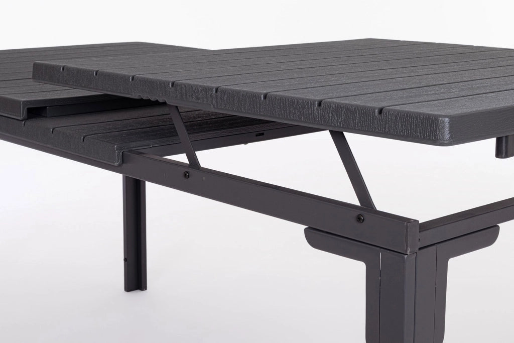 Tavolo Allungabile da Esterno 180-240x90 cm in Acciaio e HDPE Sarita Antracite