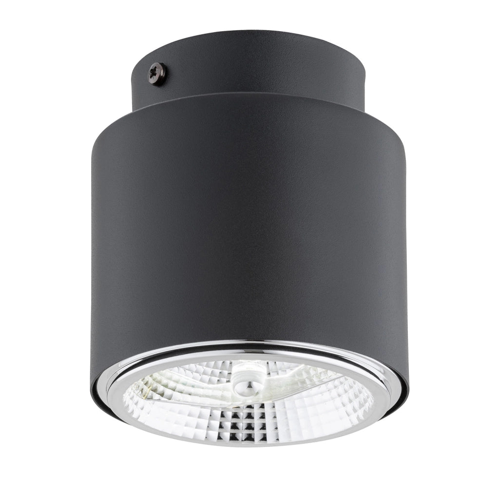 Plafoniera Moderna 1 Luce Faretto Ptah In Acciaio Nero