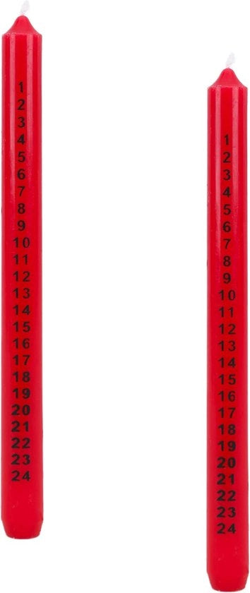 Pacco da 2 - Advento di 25 cm - Conteggio tradizionale fino a Natale (rosso)