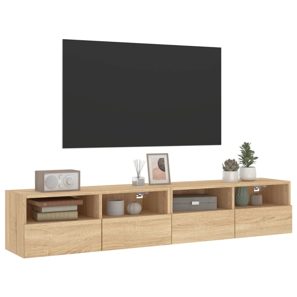 Mobili TV Parete 2pz Rovere Sonoma 80x30x30cm Legno Multistrato 836873