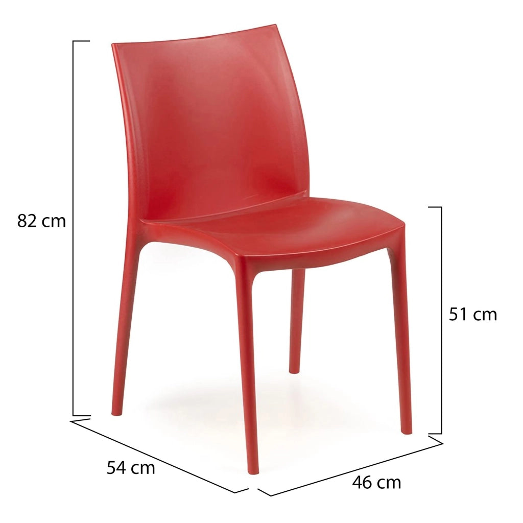 Grover, Sedia da Esterno 4 Sedie Made in Italy, Rosso
