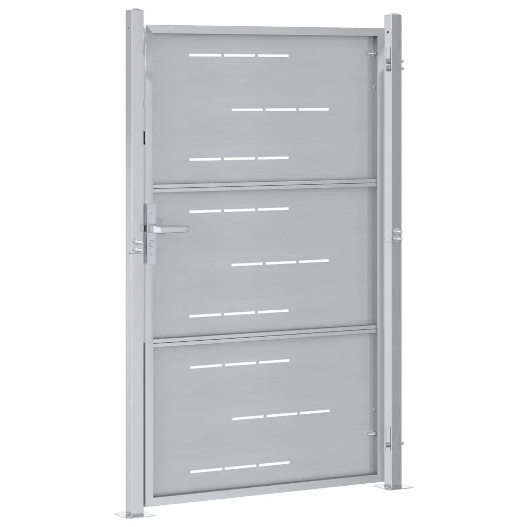 Cancello da giardino Argento 85 x 144 cm Acciaio inossidabile 3402582
