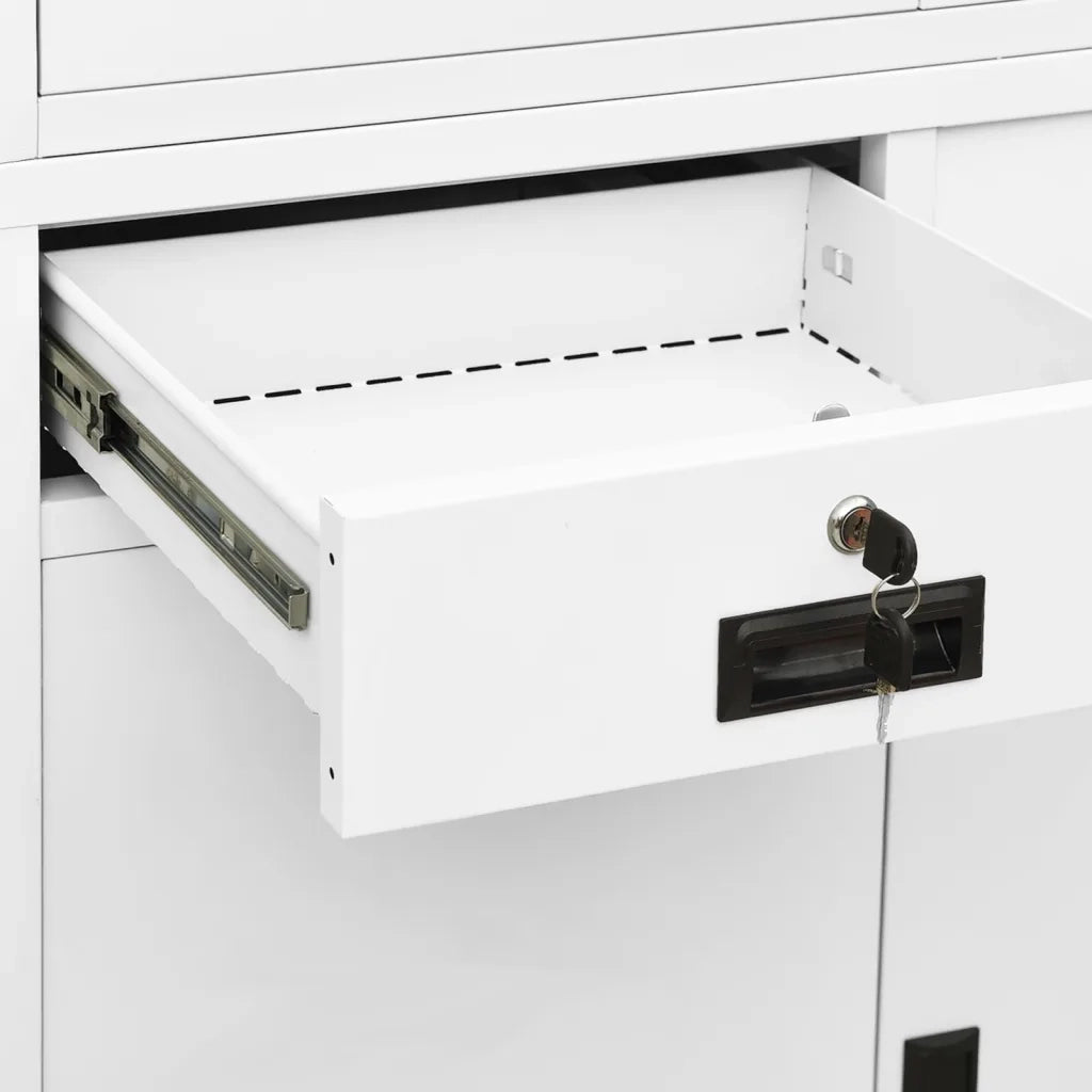 Armadio per Ufficio Bianco 90x40x180 cm in Acciaio e Vetro cod mxl 39418
