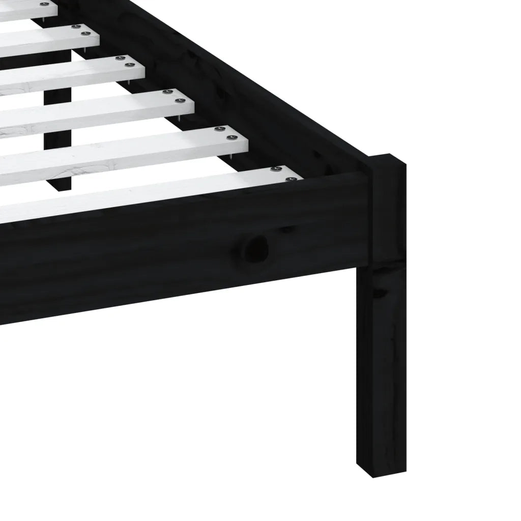 Giroletto-Struttura Letto Nero in Legno Massello di Pino 140x190 cm 639908