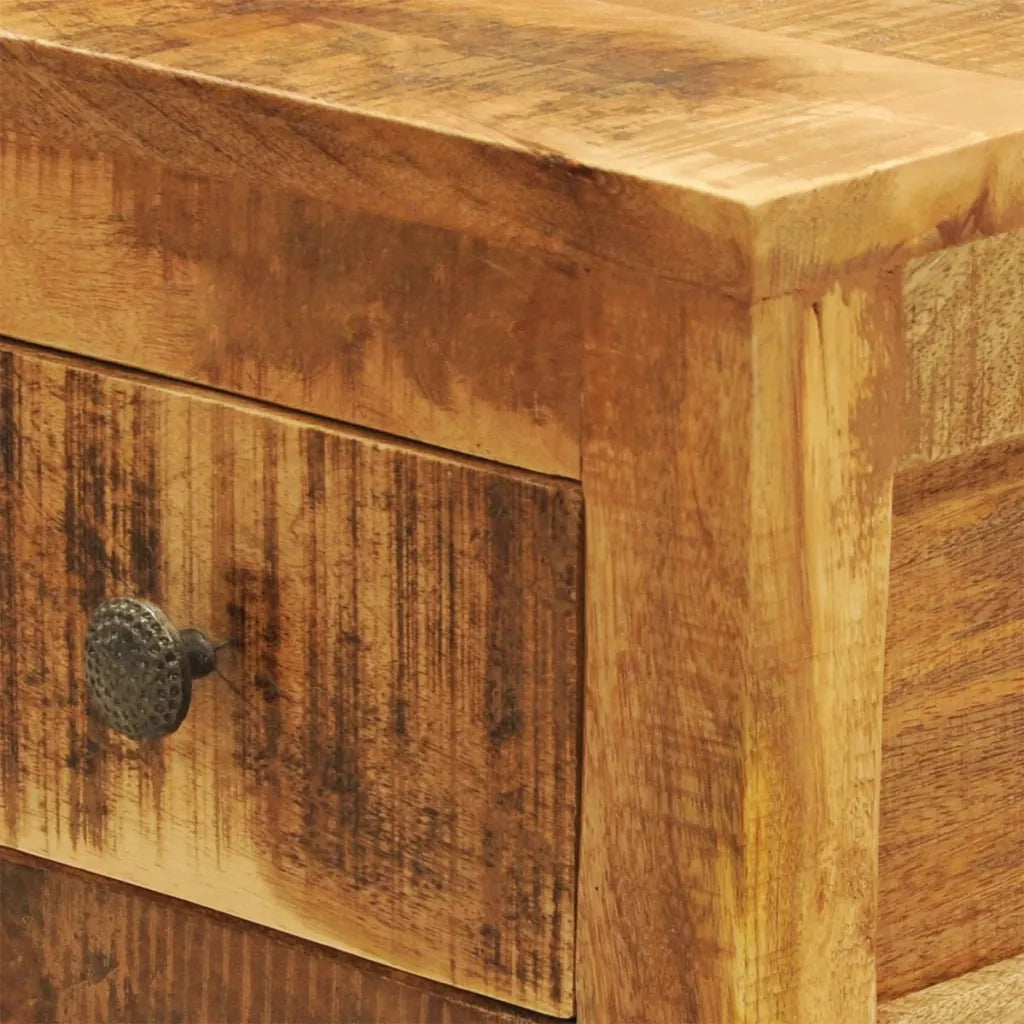 Comodino con 1 Cassetto-Tavolino da notte in Legno Massello di Mango