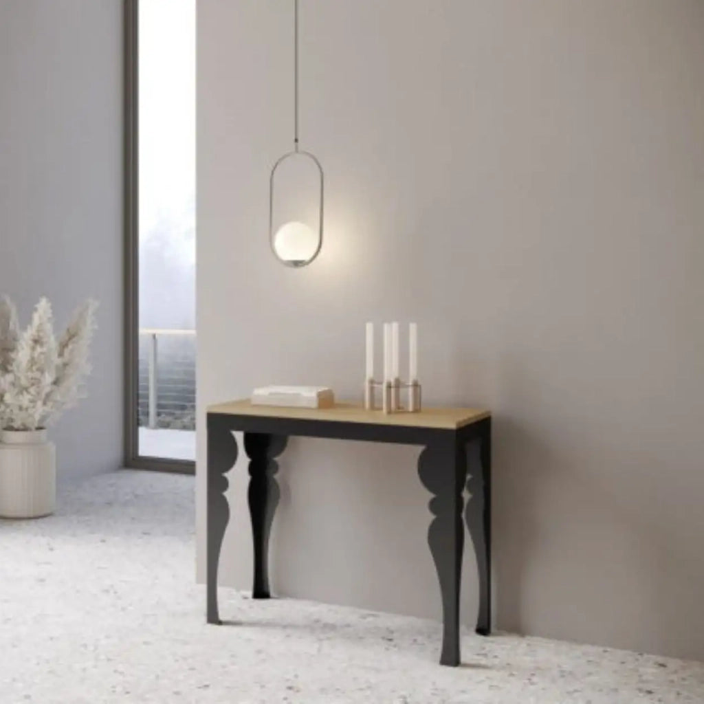 Consolle allungabile 90x40/196 cm Paxon Small Evolution quercia natura telaio e gambe antracite
