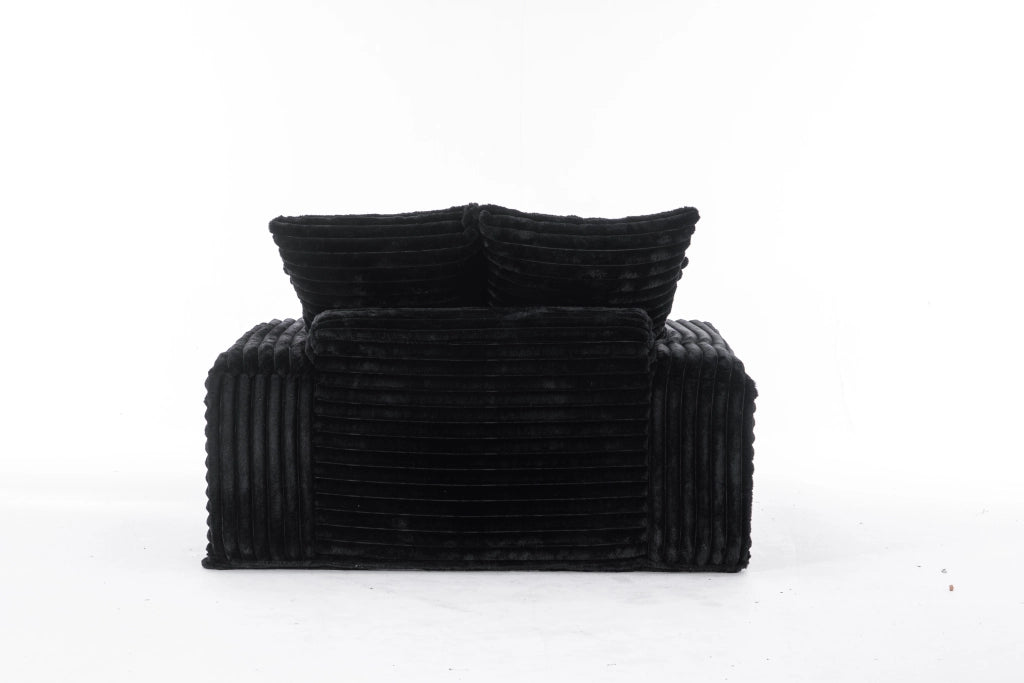 Chaise longue senza montaggio con 4 cuscini, schiuma memory, design ergonomico, in velluto a coste, Nero