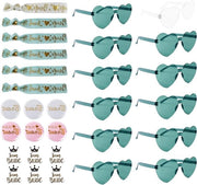Accessori per Decorazione di Matrimonio da 44 pezzi con Bracciali per la Squadra Sposa, Occhiali con Cuore, Tatuaggi e Bottone.