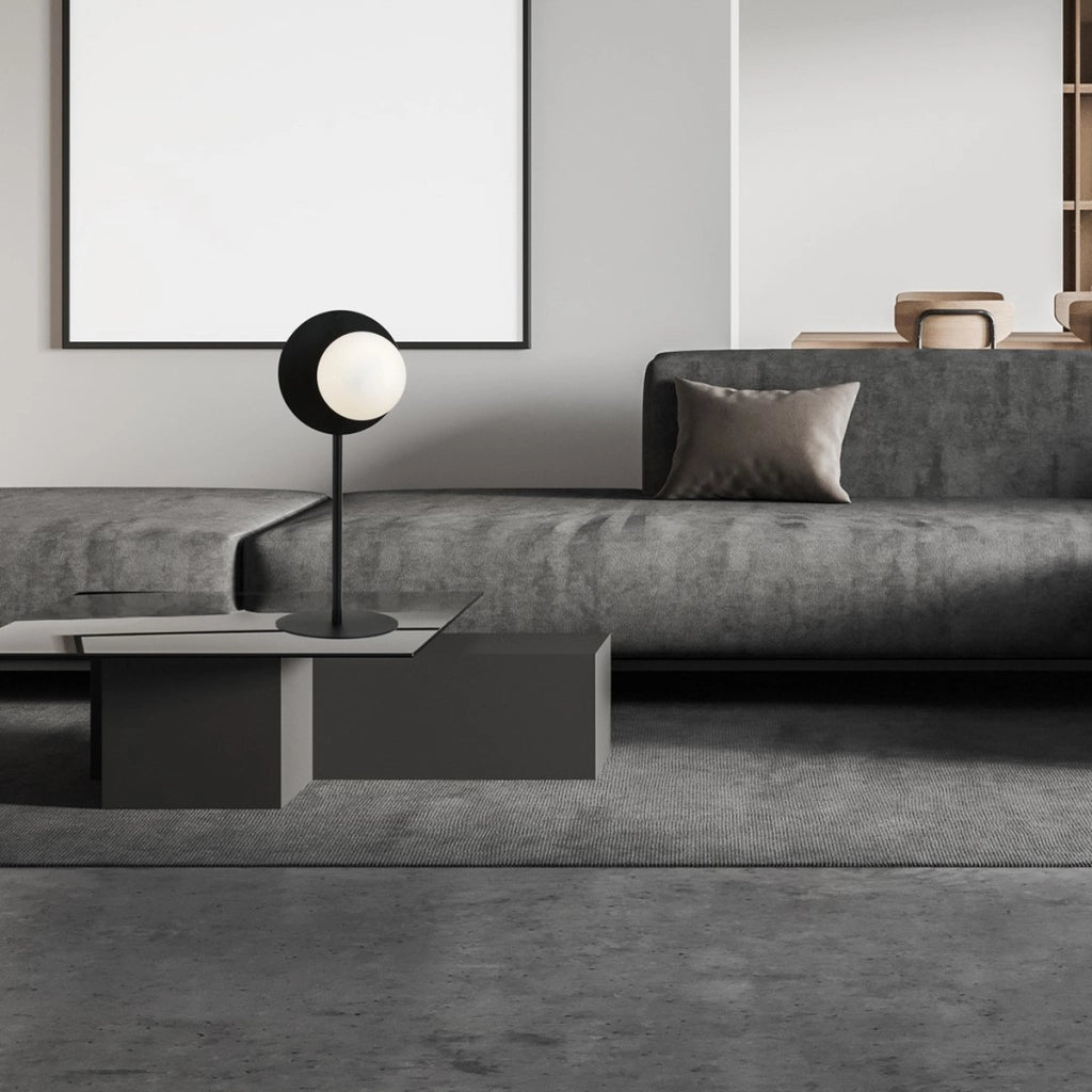 Lampada da tavolo OSLO in acciaio nero e vetro opale