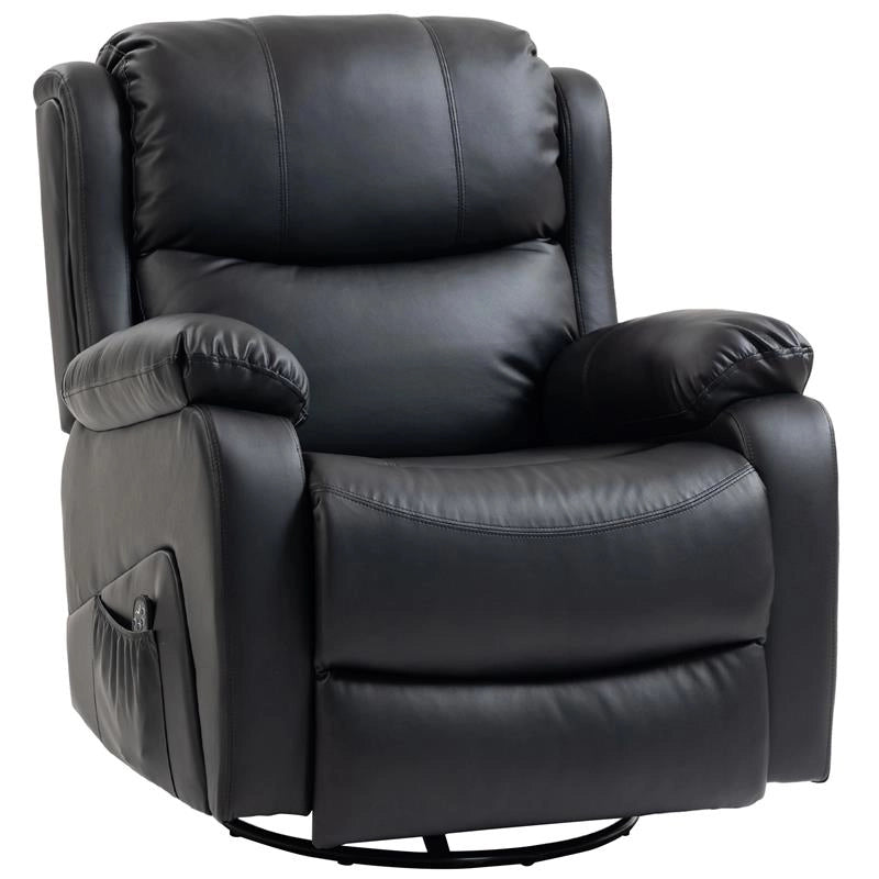 POLTRONA RELAX RECLINABILE CON 8 PUNTI MASSAGGIANTI, RISCALDANTI E POGGIAPIEDI, 87X97X100 CM, NERO