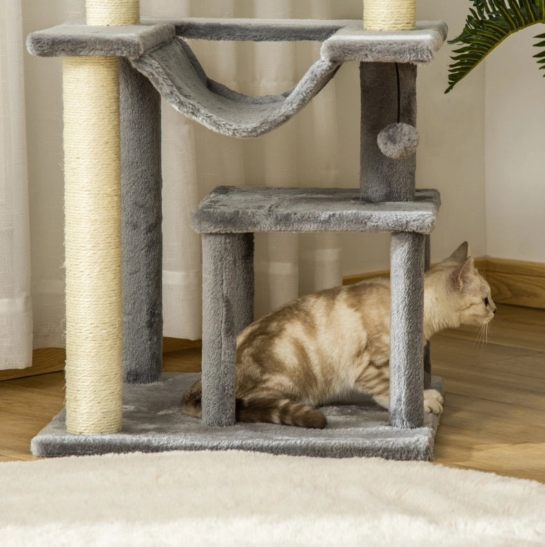 Albero tiragraffi per gatti 90 cm con amaca e cuccia