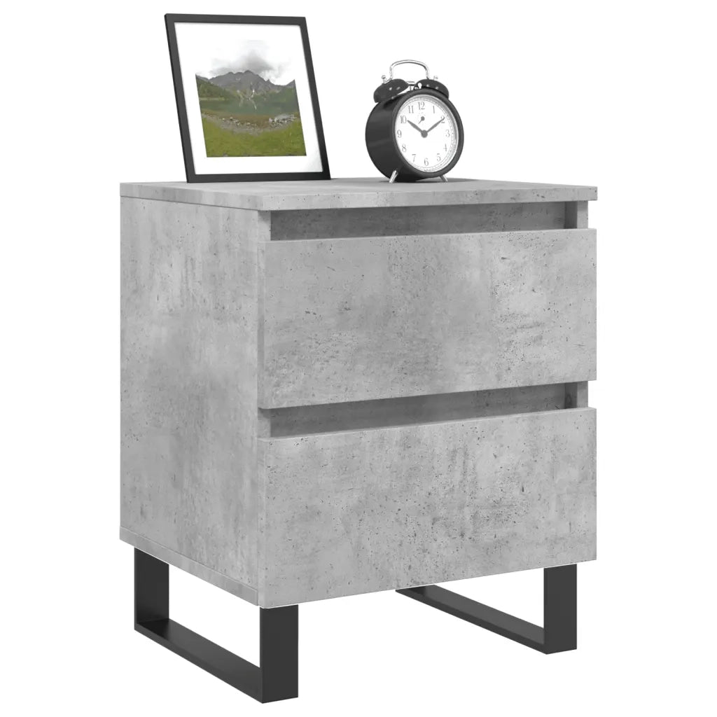 Comodini 2pz-Set di 2 Tavolino da notte Grigio Cemento 40x35x50 cm in Legno Multistrato 742093
