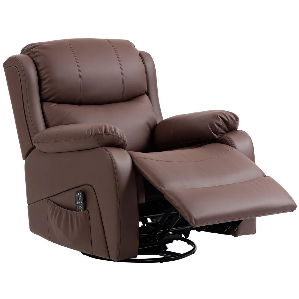 Poltrona Relax Reclinabile Massaggiante con Poggiapiedi ¨C zephmum ¨C Marrone 87x97x100