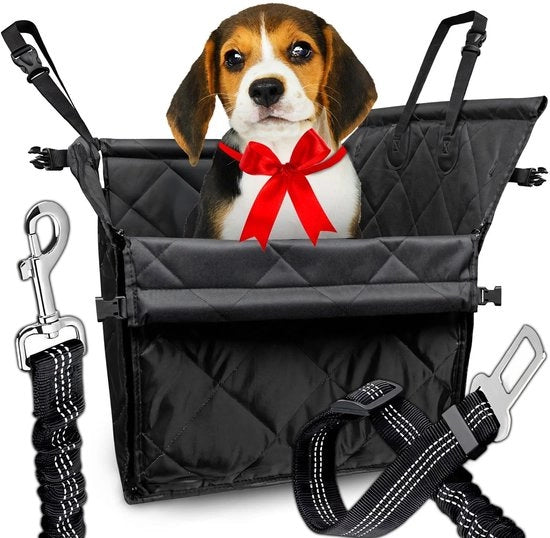 Sedile per Cani Extra Solido - Cinture di Fissaggio - Tessuto Idrorepellente - Tasca Pratica - 60 x 50 x 53 cm - Sicuro e Comodo - Sedile per Cani