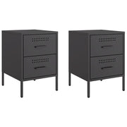 Set di 2 Comodini | Armadio da Notte | Mobiletto da notte Nero 36x39x50,5 cm in Acciaio
