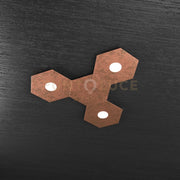 HEXAGON APPLIQUE-PLAFONIERA 3 LUCI + 1 DECORATIVO FOGLIA RAME 1142-3L1D-FR