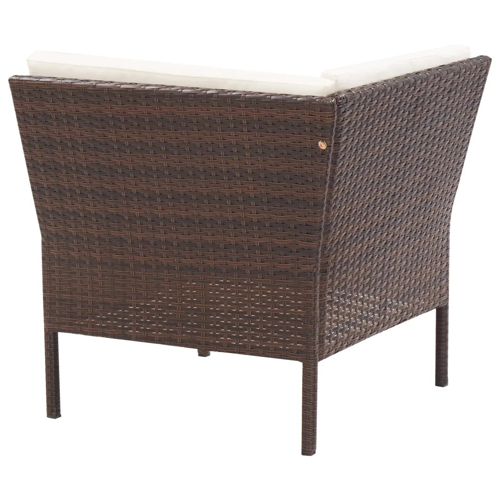 Set Divani da Giardino 3 pz | Set Salotto da Giardino con Cuscini in Polyrattan Marrone