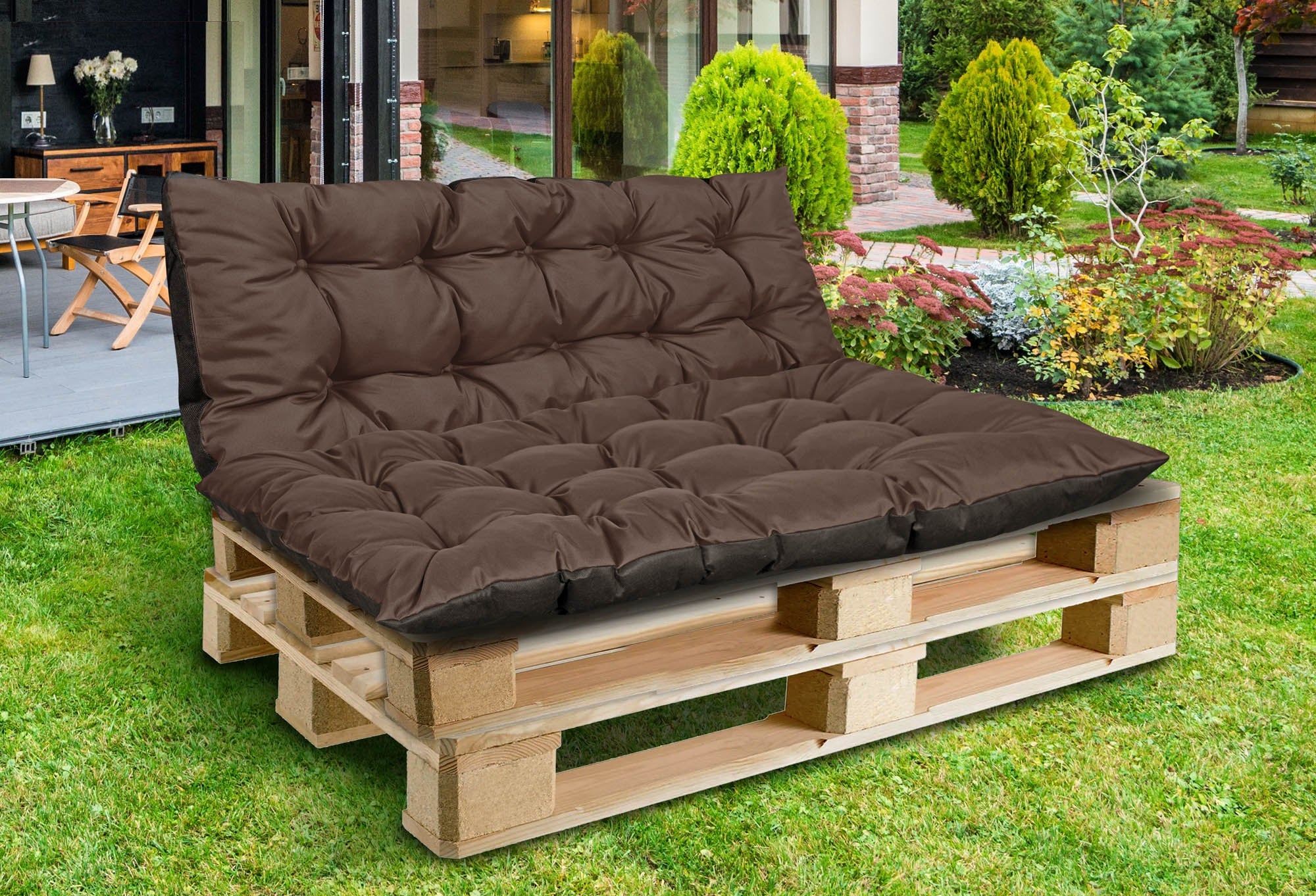 AIO FACTORY Set di cuscini da giardino impermeabili marroni 120x80 cm