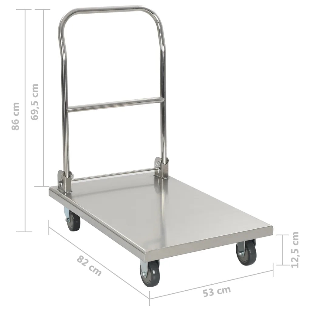 Carrello di Trasporto Argento 82x53x86 cm Acciaio Inossidabile 50919