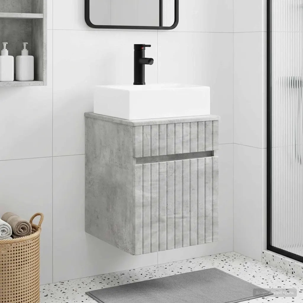 Mobile Lavabo da Parete Grigio Cemento 39 x 41 x 62,5 cm