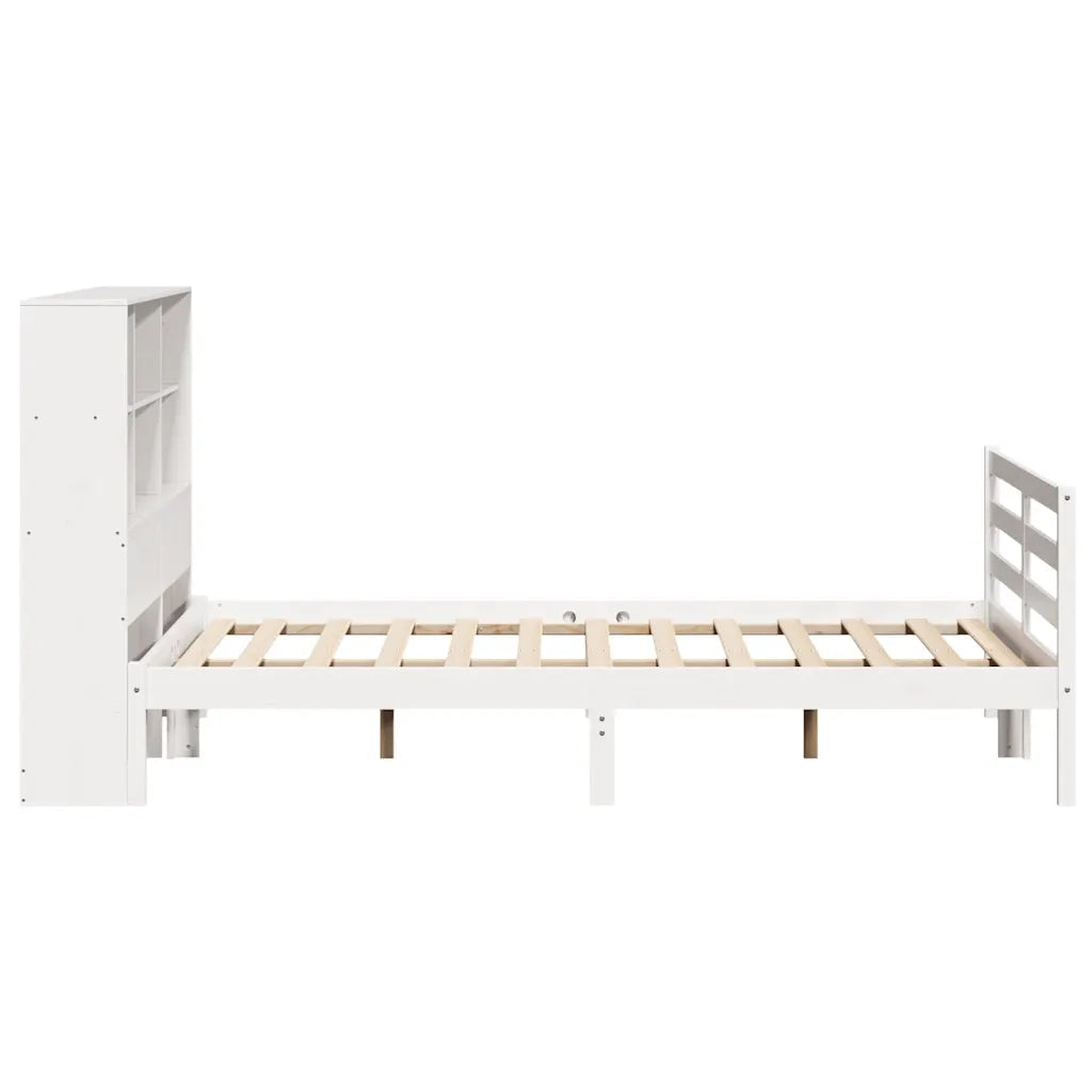 Letto Libreria senza Materasso Bianco 160x200 cm Legno di Pino 3321904