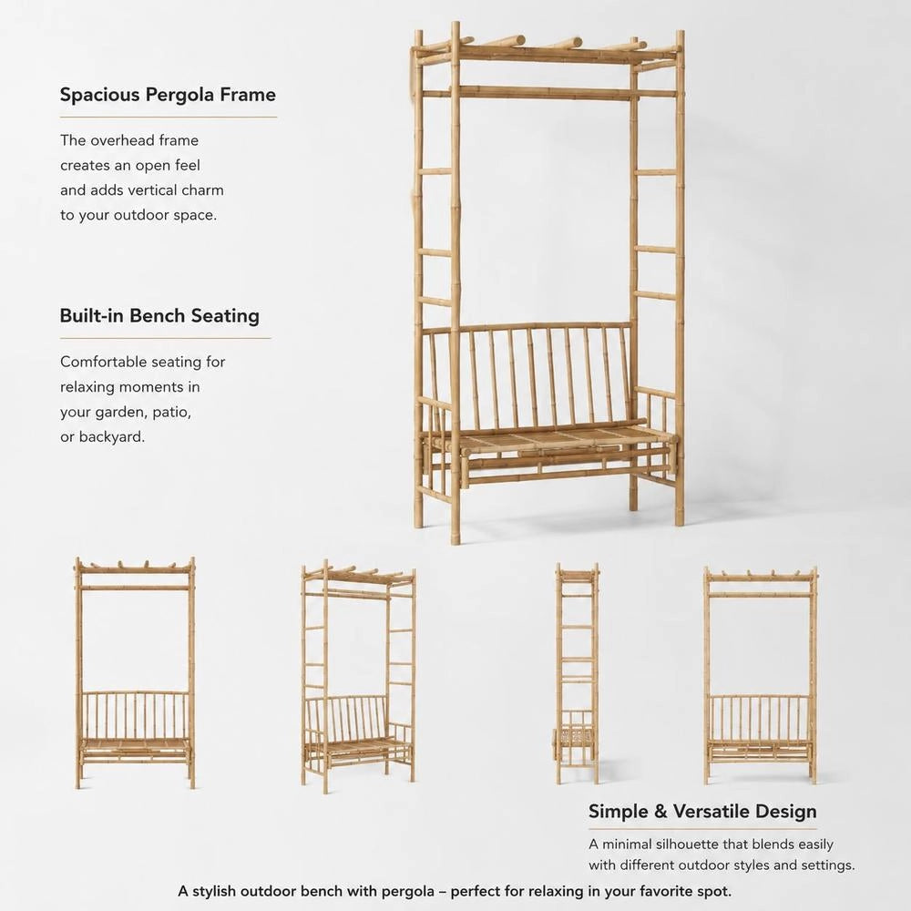 Garden Bench With Pergola 116 Cm Bamboo