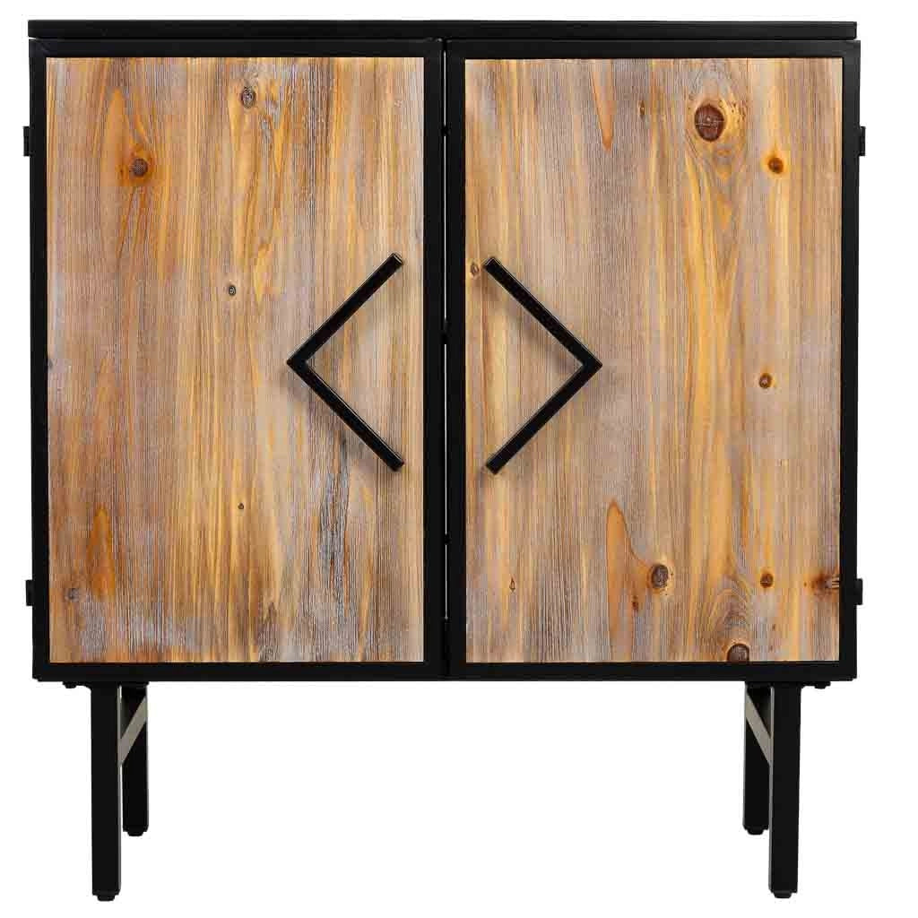 Credenza in metallo e legno 2 ante, nero 75x35x81h cm